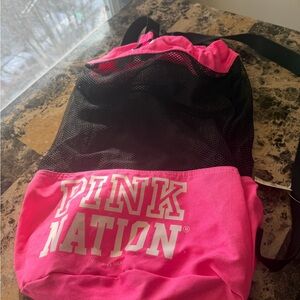 PINK Victoria's Secret Bold Pink and Black Backpack